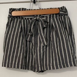 Grey and white striped shorts